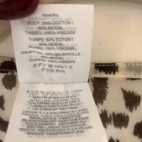 J Crew Leopard open front fringe detail kimono cape cardigan swim coverup SZ M/L - Picture 11 of 14